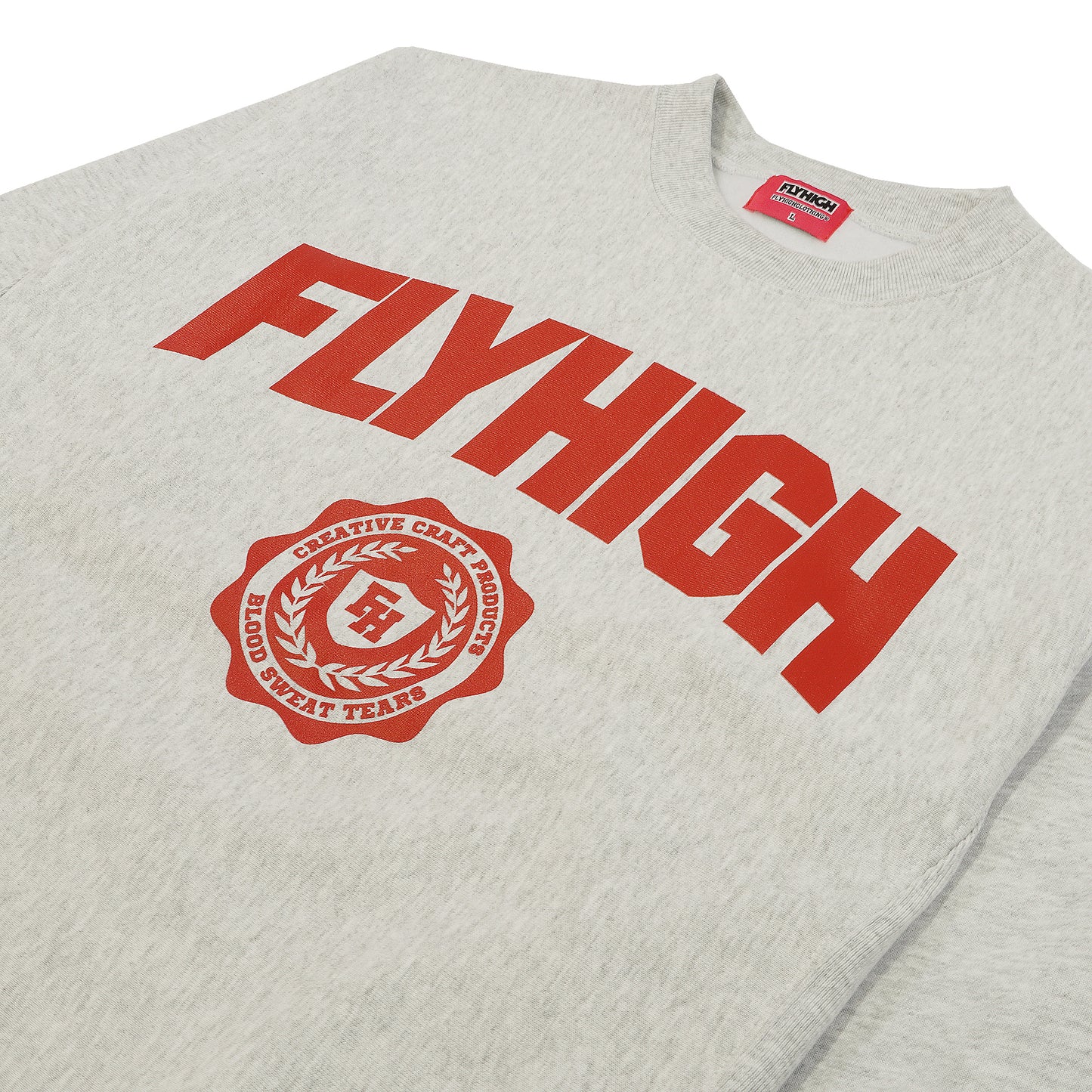 FLYHIGH COLLEGE EMBLEM SWEATSHIRT ASH